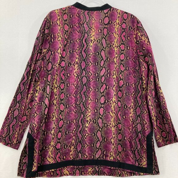 New Michael Michael Kors size 1X Purple Black Split Neck Reptile Print Boho Top - Picture 10 of 11